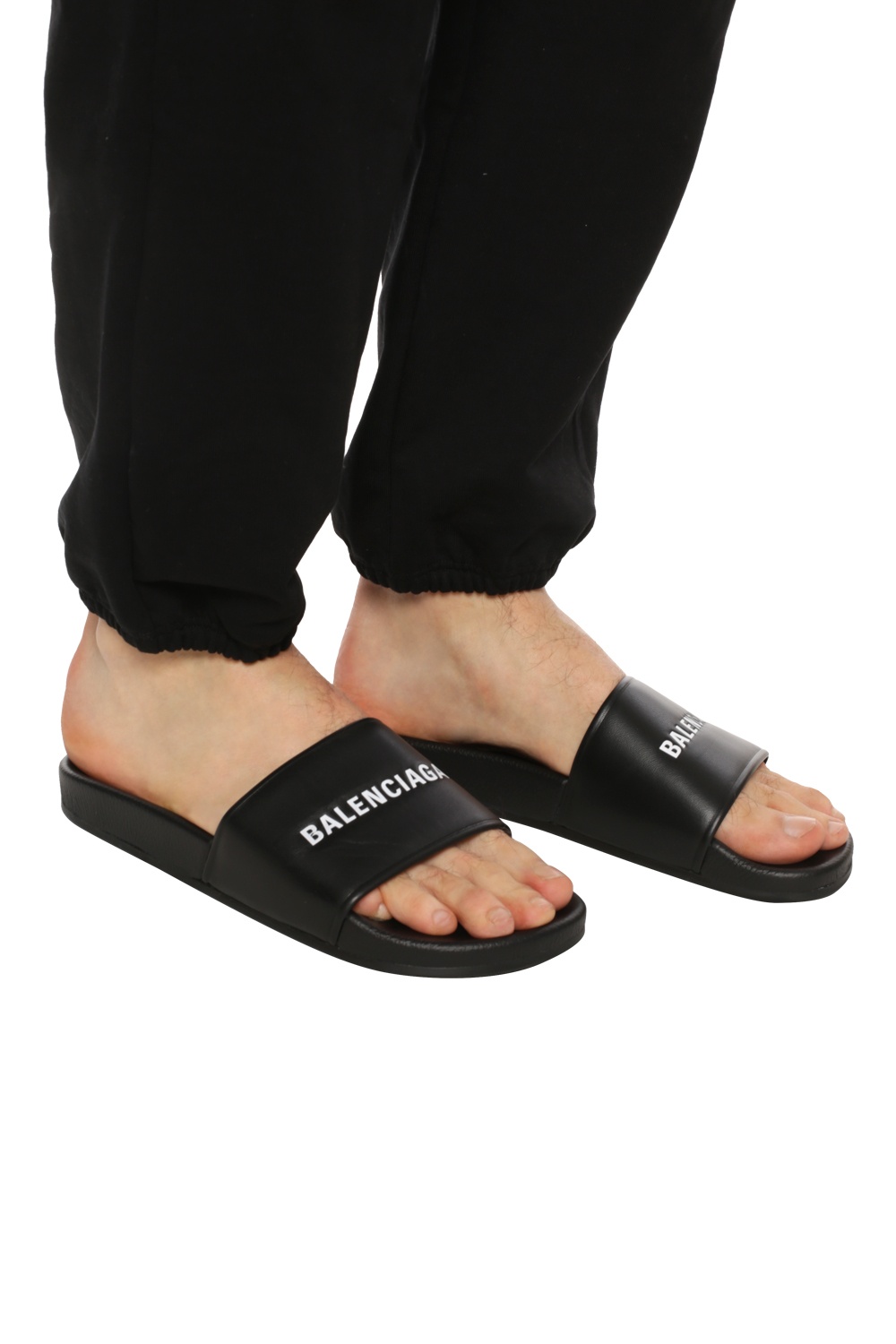 balenciaga patent slides